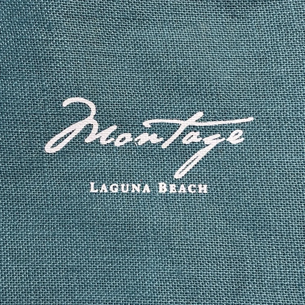 Montage Laguna Beach Resort Large Cornflower Blue Natural Jute Tote Bag Like New - Picture 5 of 16